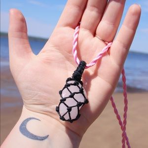 Rose Quartz Macrame Necklace